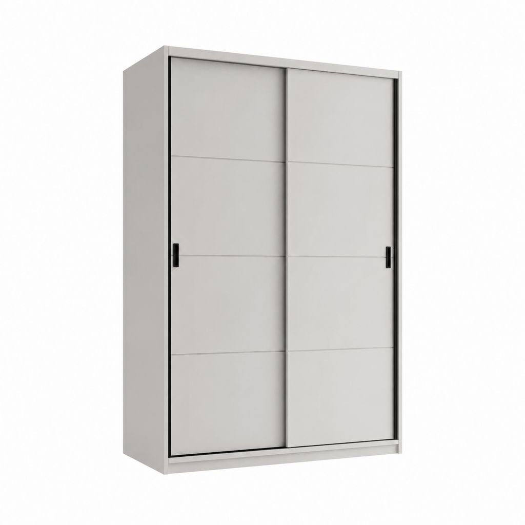 Schwebetürenschrank Grau aus Spanplatte mit Melaminharzbeschichtung 120 x 200 x 60 cm