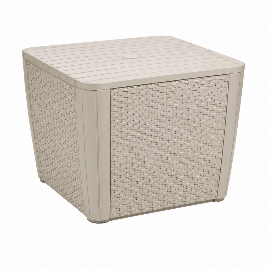 Befüllbarer Sonnenschirmständer Beige Polypropylen Rattanoptik quadratisch 55 x 55 x 39 cm