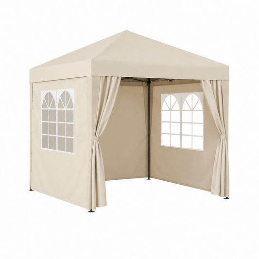 Faltpavillon Beige mit Stahlgestell und Polyesterbespannung 300 x 300 x 250 cm