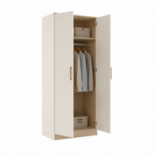 Kleiderschrank 2-türig Creme Eiche-Optik Spanplatte 80 x 52 x 180 cm