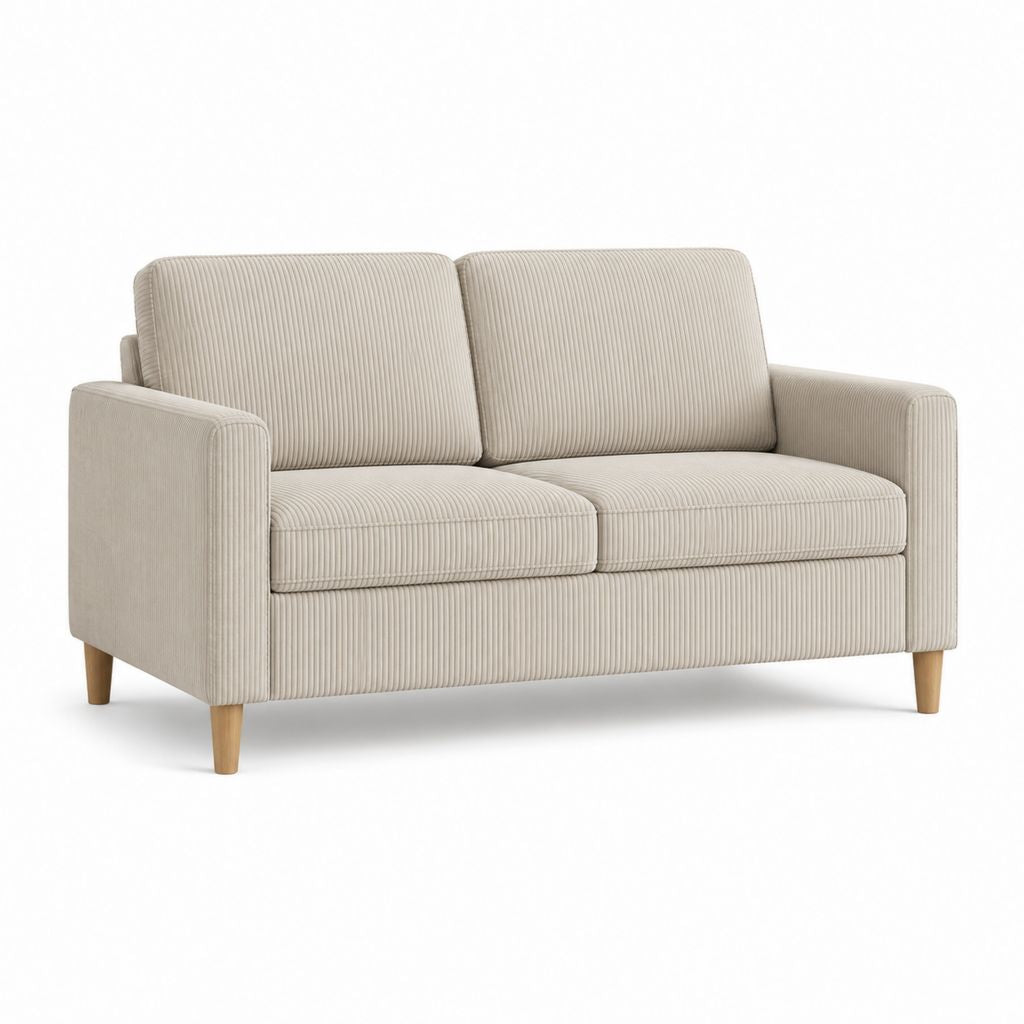 2-Sitzer Sofa beige mit Polyester-Cordbezug rechteckig 160 x 90 x 85 cm