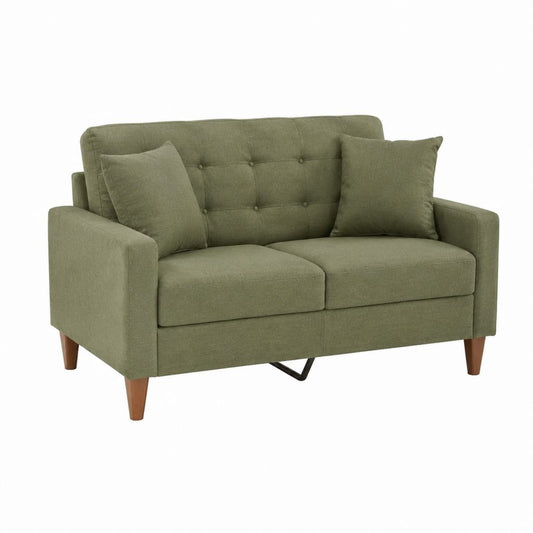 2-Sitzer Sofa olivgrün Polyester rechteckig 145 x 83 x 86 cm