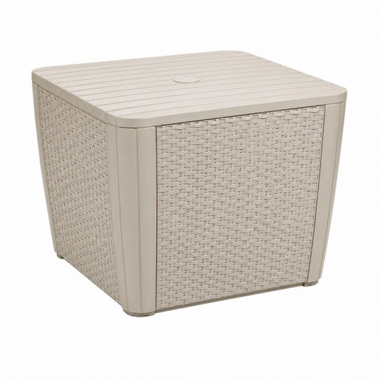 Befüllbarer Sonnenschirmständer Beige Polypropylen Rattanoptik quadratisch 55 x 55 x 39 cm