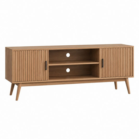 TV-Lowboard Braun aus MDF mit Eichenfurnier rechteckig 180 x 40 x 60 cm
