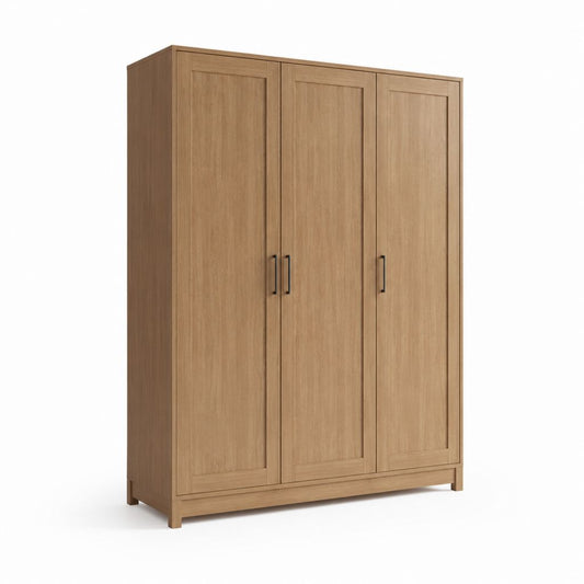 Kleiderschrank 3-türig Eiche Natur Spanplatte rechteckig 120 x 52 x 180 cm