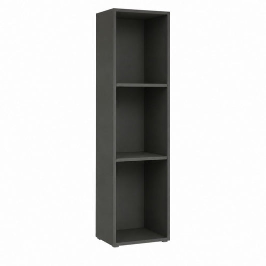 Standregal Schwarz aus Spanplatte rechteckig mit 3 offenen Fächern 40 x 30 x 180 cm