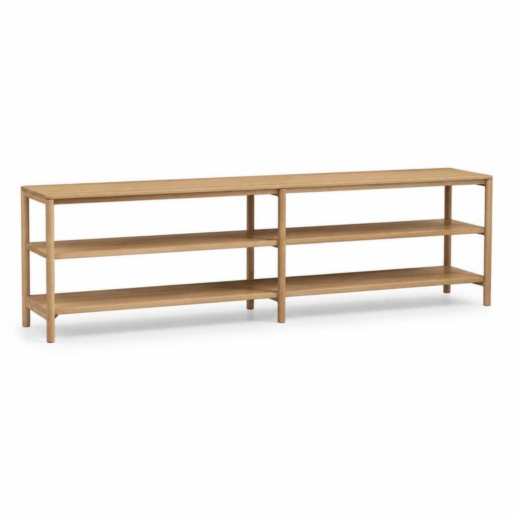 TV-Lowboard aus massivem Bambus Natur rechteckig 180 x 40 x 60 cm mit 3 offenen Ebenen